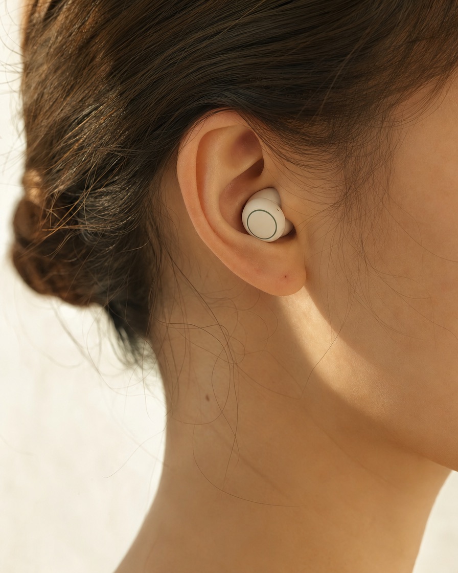 The Blossom Earpiece, worn